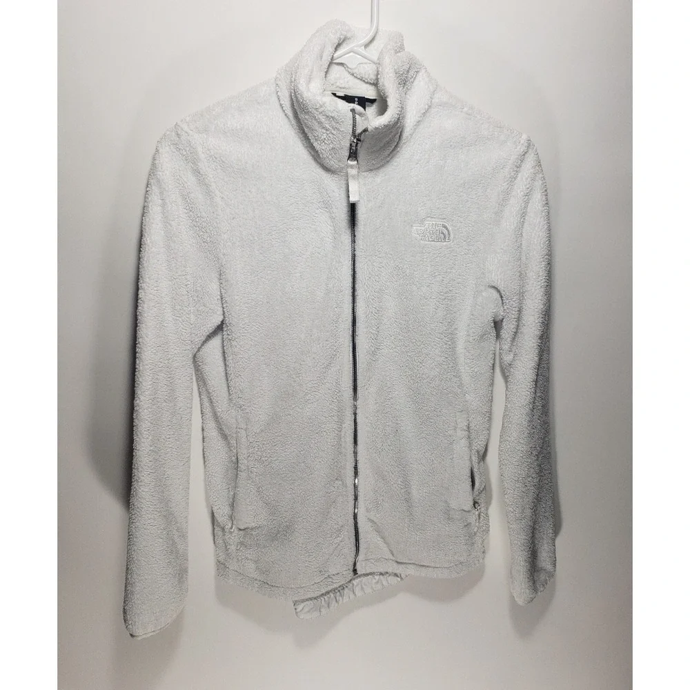 Womens The North Face White Soft Faux Fur Jacket Coat Full Zip Size Small‎ S